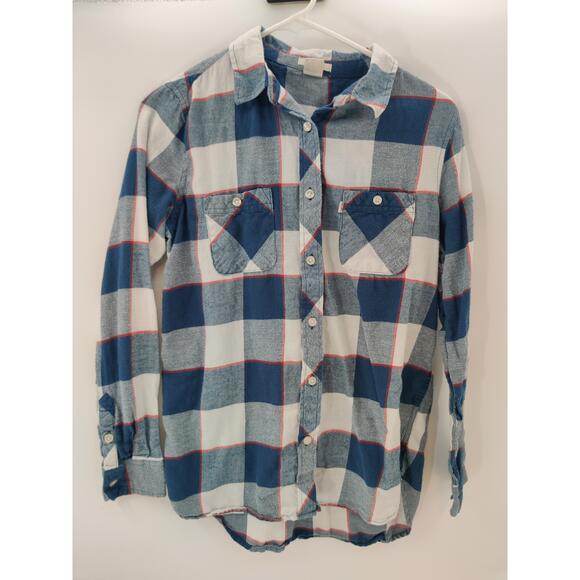 Levis Shirt Womens Size Small Blue White Red Plaid Button Up Long‎ Sleeve Chest - Picture 2 of 12